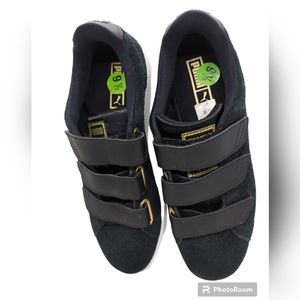 PUMA Basket Strap Velcro Sneakers Black Women's Size 9 1/2